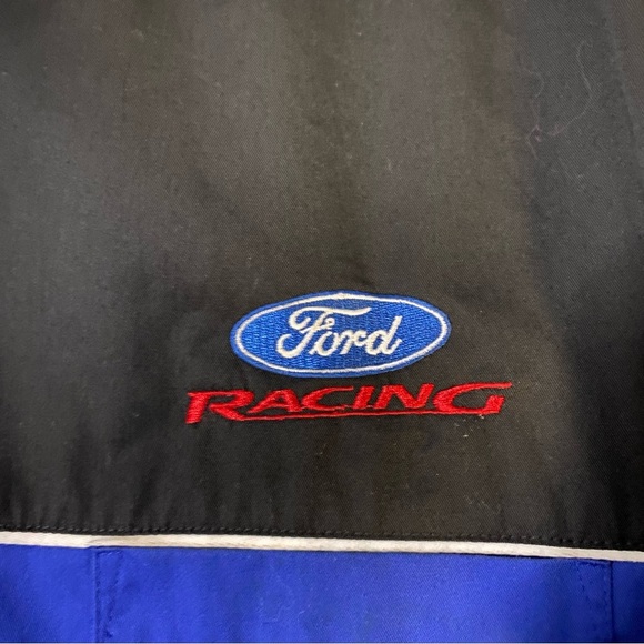 Ford Racing Black/Blue Mechanic Button Down Work Pit Crew Racing XL Short Sleeve - Picture 5 of 7